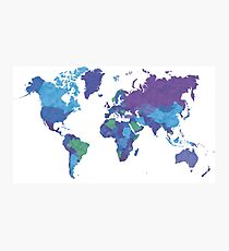 World Map Colourful Photographic Print