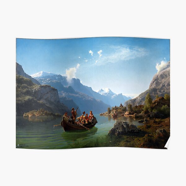 Adolph Tidemand & Hans Gude Bridal Procession on the Hardangerfjord Poster