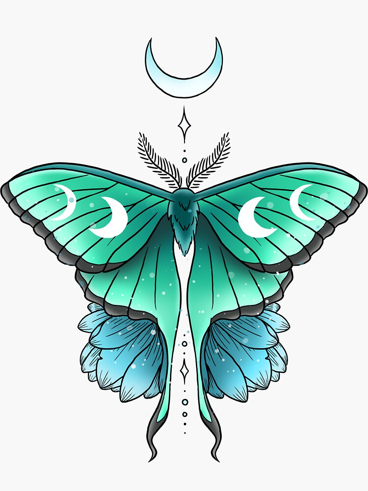 Glitter Luna Moth Sticker