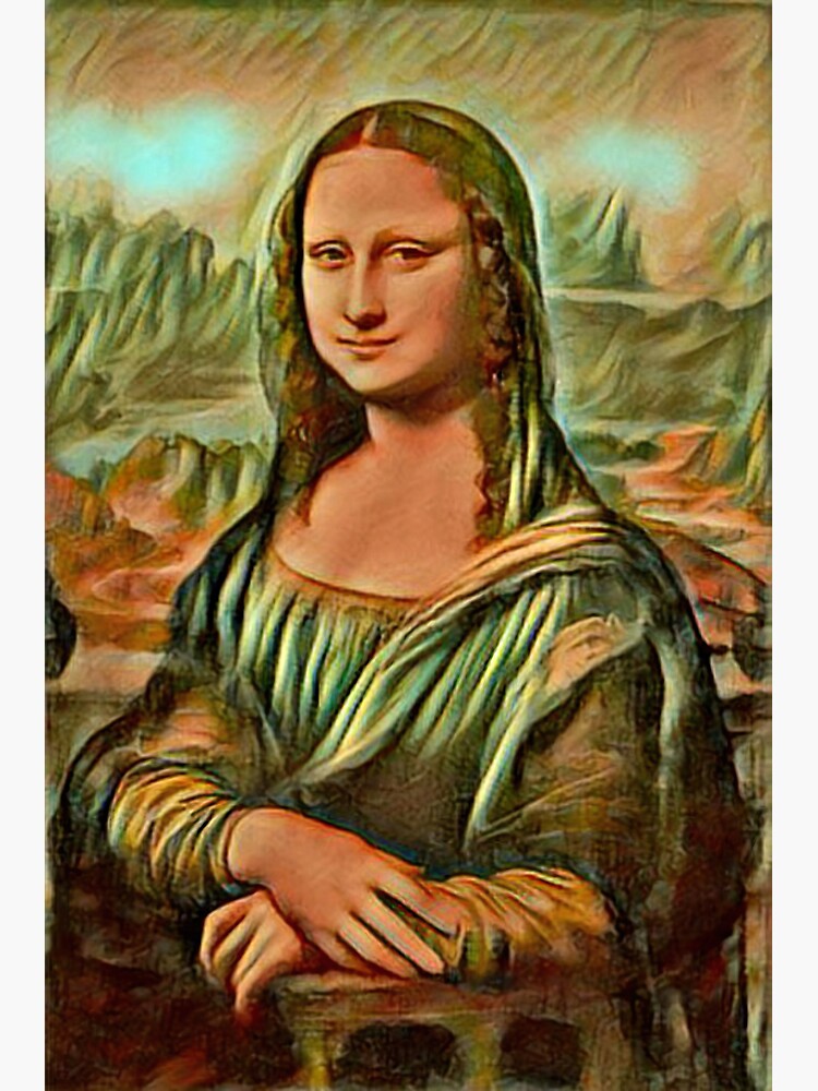 ""Mona Lisa (44)" an iconic Renaissance painting reimagined." Sticker