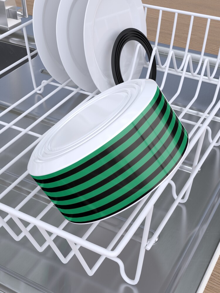 Alternate view of Halloween Stripes - Black and Green - Classic striped pattern by Cecca Designs Pet Bowl