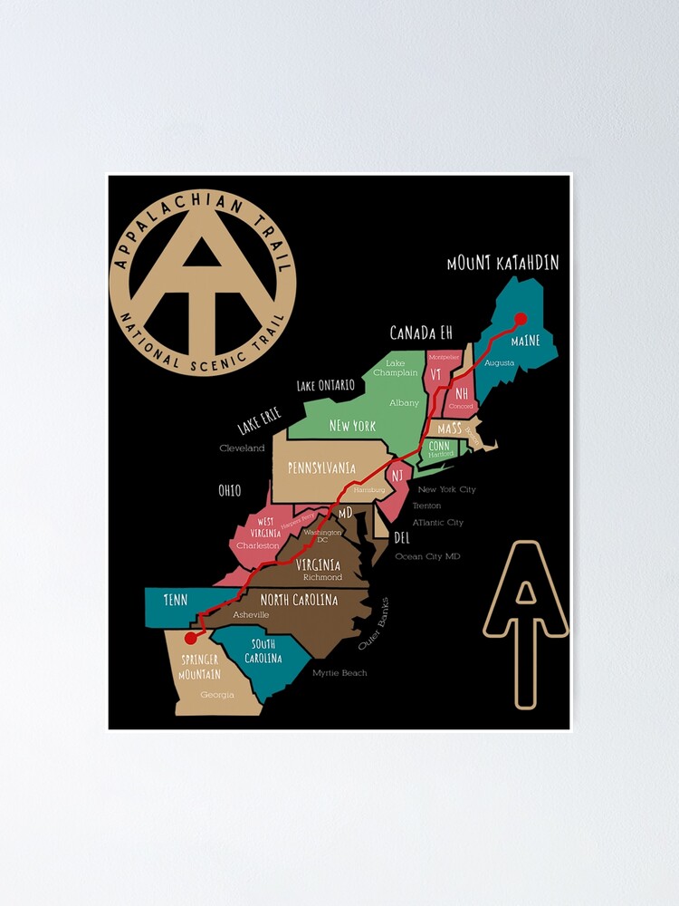 quot Appalachian Trail Hiking Map quot - Fposter,small,wall Texture,product,750x1000