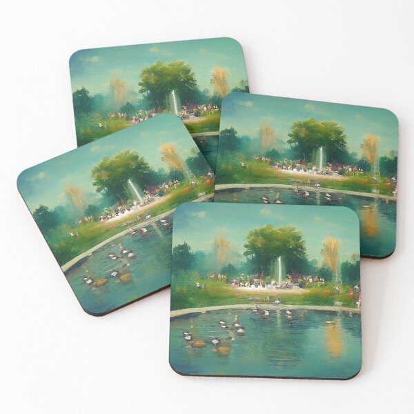 Item preview, Impressionistic summer water park scene in the style of Monet designed and sold by Eric's Digital Artistry.