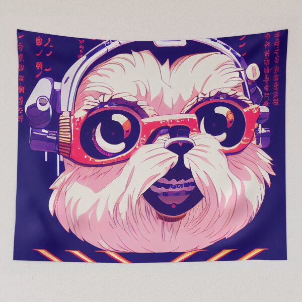 Item preview, Cutest Shi tzu as anime retrowave designed and sold by Studiowatermars.