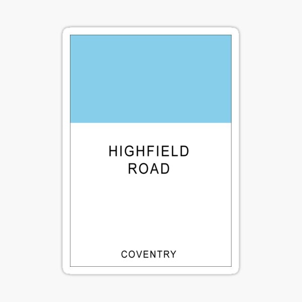 Highfield Road Monopoly Board Sticker