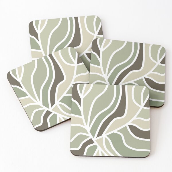 Item preview, Boho Sage Green Leaf Line Art Pattern designed and sold by Deutschic.