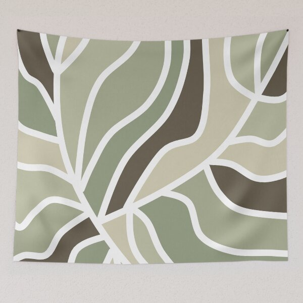 Item preview, Boho Sage Green Leaf Line Art Pattern designed and sold by Deutschic.