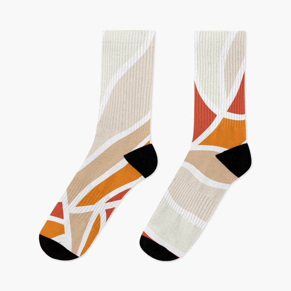 Item preview, Modern Leaf Line Art Pattern in Terracotta, Orange and Beige designed and sold by Deutschic.