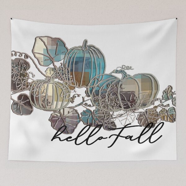 Item preview, Sabrina Farmer Art - Fall Pumpkins - Hello Fall Aqua Gold Plum  designed and sold by sabrinart42.