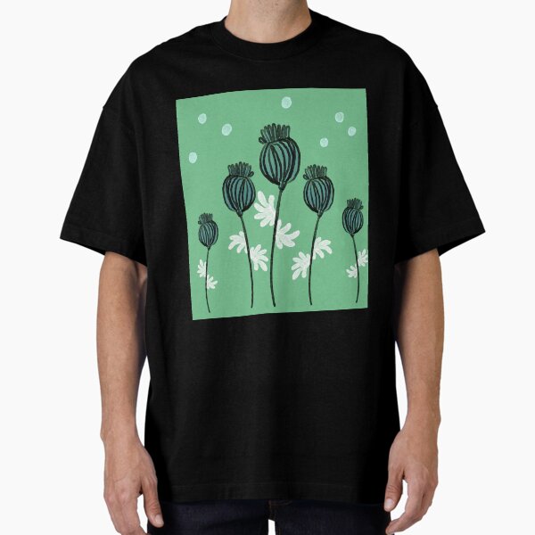 Item preview, Stylised poppy seed heads green background  designed and sold by LynseysArtShop.