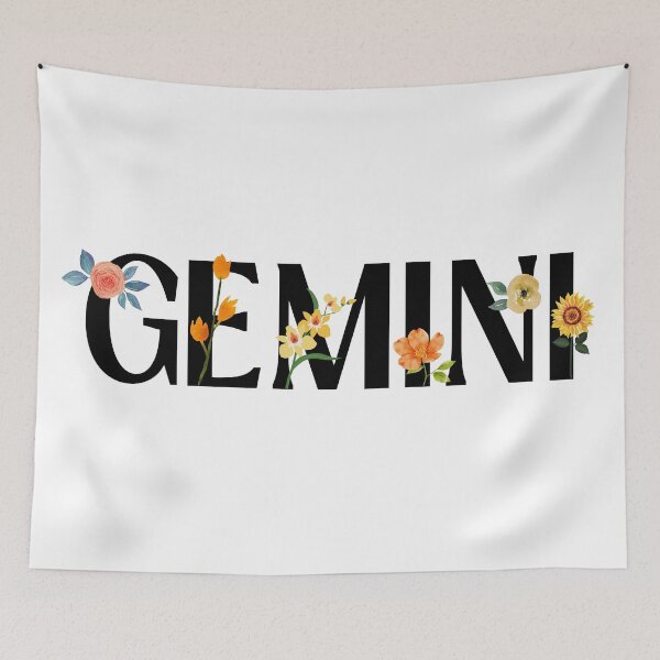 Item preview, Flowery Gemini Zodiac Sign designed and sold by Hellofriendco.