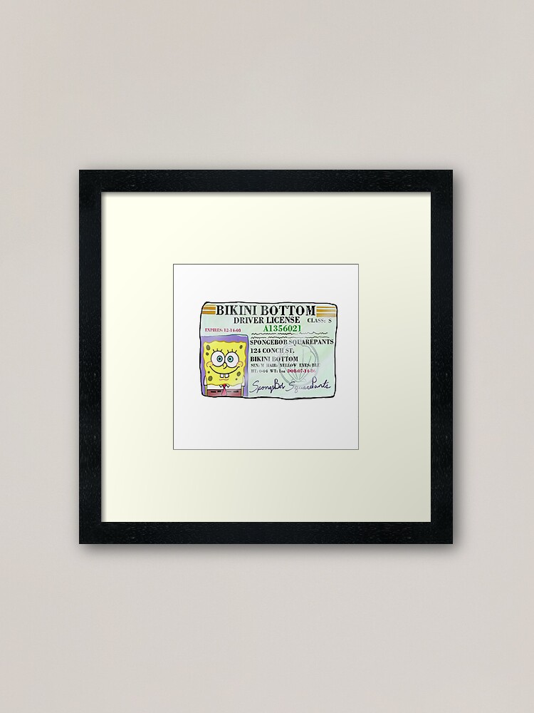 Spongebob Squarepants Driver S License Framed Art Print By