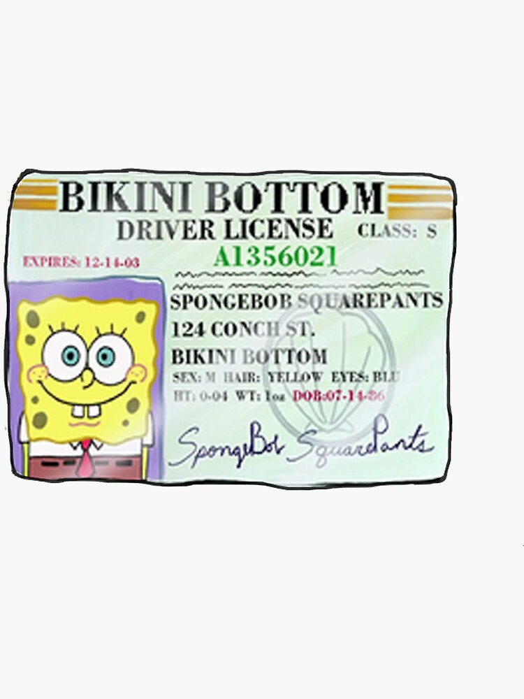 Bikini Bottom Drivers License Gifts Merchandise Redbubble