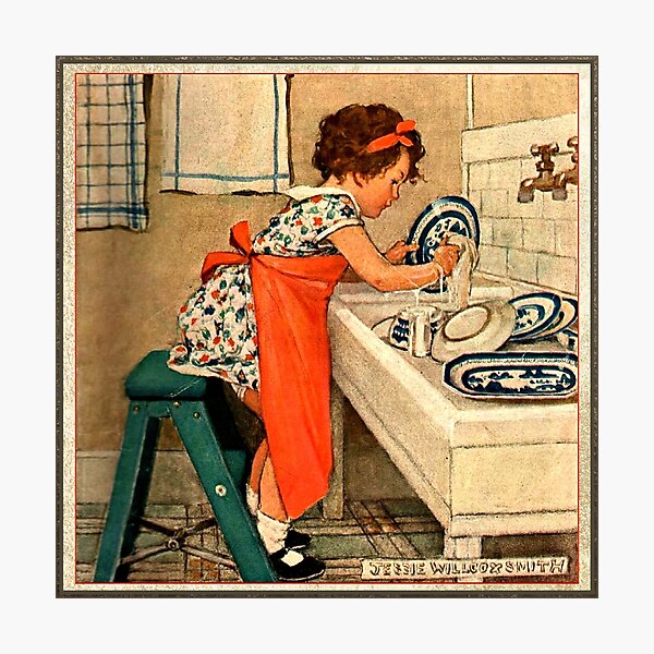Item preview, Girl Washing Dishes by Jessie Willcox Smith designed and sold by LDTreasures.