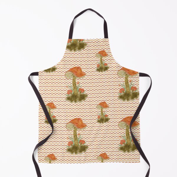 Item preview, Autumn pattern Orange mushrooms on orange beige terracotta wavy background designed and sold by Marcia Motivos.