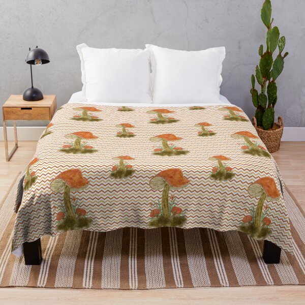 Item preview, Autumn pattern Orange mushrooms on orange beige terracotta wavy background designed and sold by Marcia Motivos.