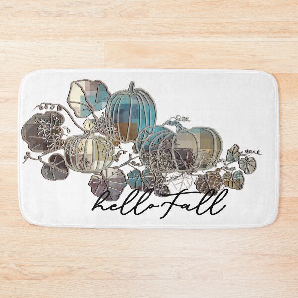 Item preview, Sabrina Farmer Art - Fall Pumpkins - Hello Fall Aqua Gold Plum  designed and sold by sabrinart42.