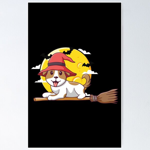 Item preview, Dog Flying On A Broom Halloween Graphic Design designed and sold by zoripet Store.