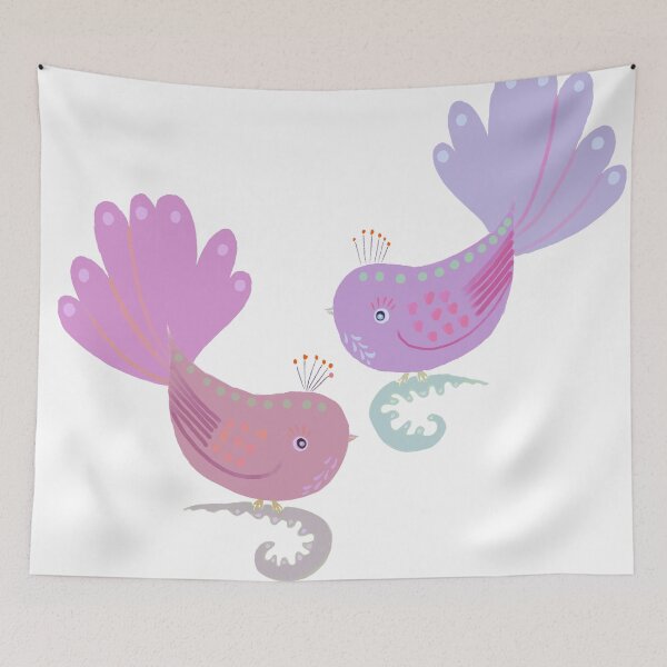 Item preview, Purple and pinks Fairytale Style Birds designed and sold by LynseysArtShop.