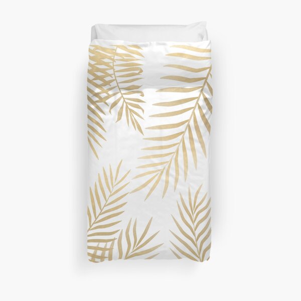 Gold palm leaves Duvet Cover