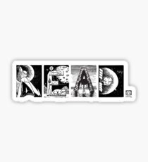 Read! Retro Science Fiction Rocket Alphabet Letter design Sticker