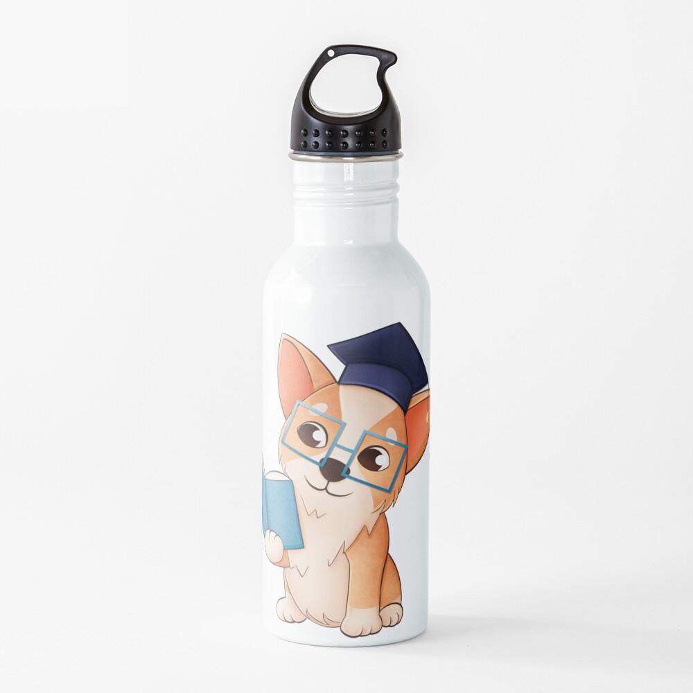 Corgi goes back to school Water Bottle