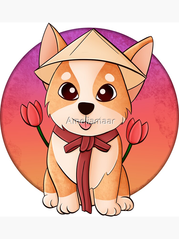 Corgi Flower and Hat Costume by Ameliamaar