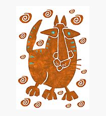 Primitive Art Cat III copper red Photographic Print