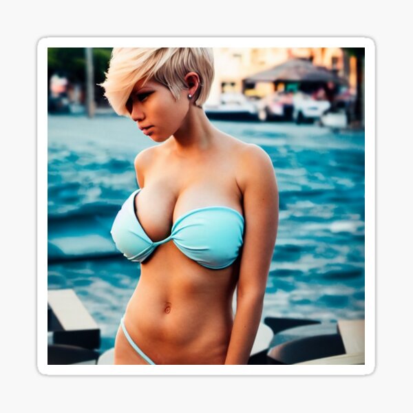 Item preview, Swimsuit model short blonde hair at the bay designed and sold by RileyKyler.