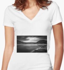 Cloud phoenix Black and White Women's Fitted V-Neck T-Shirt