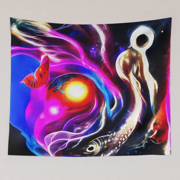 Item preview, Koi Fish illustrative abstract art deco Dark Oil Paint designed and sold by Ariel Guevara.
