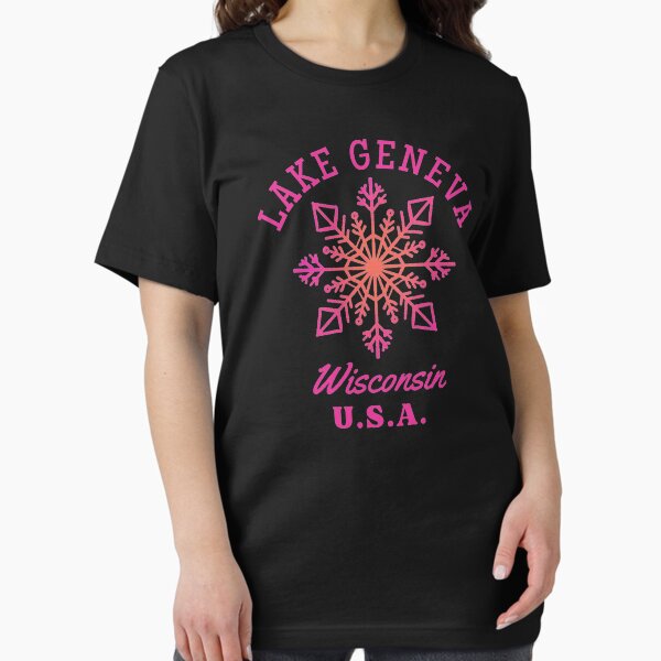 Item preview, Seventies-Style Ski Lake Geneva Wisconsin - Hot Pink designed and sold by TimelessLocales.