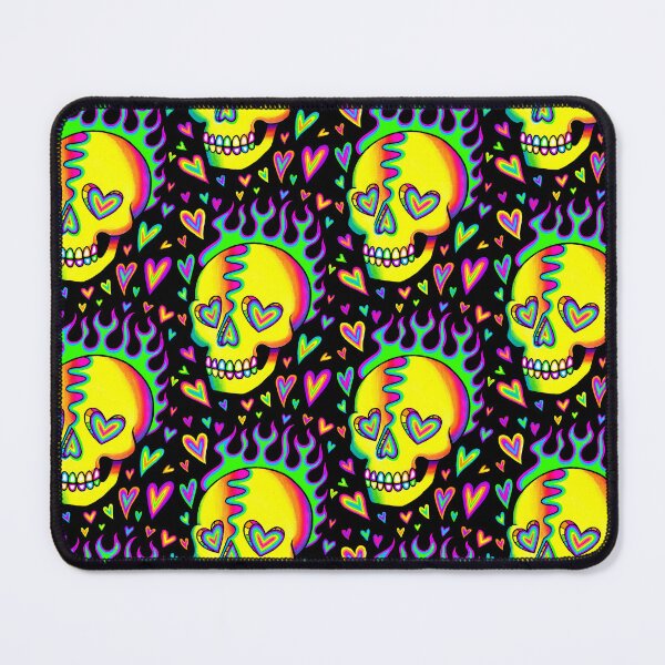 Item preview, Flaming Neon Rainbow Skull With Hearts By Carissa Rose designed and sold by MissCarissaRose.