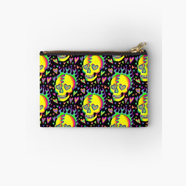 Item preview, Flaming Neon Rainbow Skull With Hearts By Carissa Rose designed and sold by MissCarissaRose.