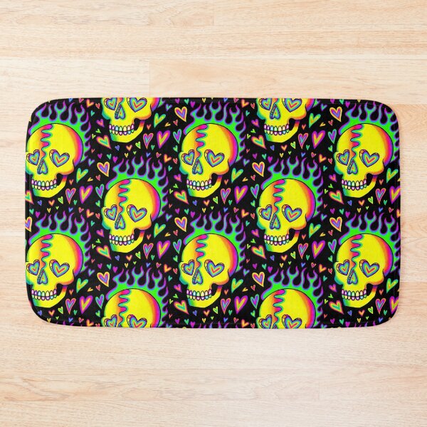 Item preview, Flaming Neon Rainbow Skull With Hearts By Carissa Rose designed and sold by MissCarissaRose.