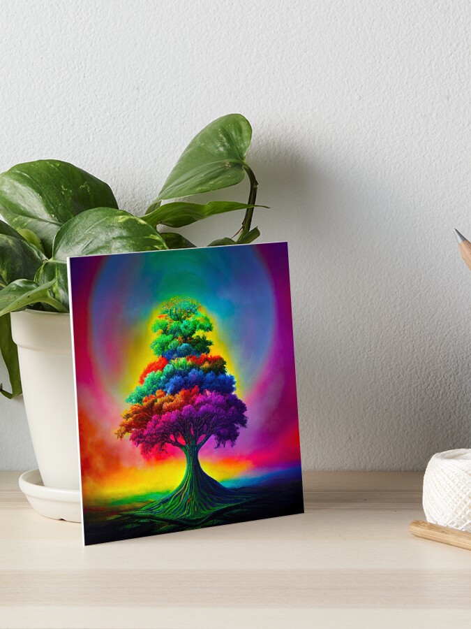 paysage de peinture numérique, arbre abstrait coloré. peinture