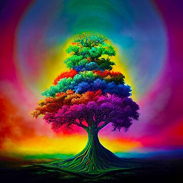 Hand Painted popular Rainbow Tree Art