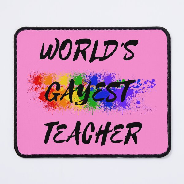 Item preview, World's Gayest Teacher Rainbow Colors For Proud Queer Teachers In Pink designed and sold by LuckyKermit.