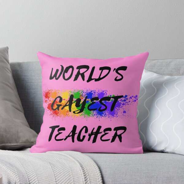 Item preview, World's Gayest Teacher Rainbow Colors For Proud Queer Teachers In Pink designed and sold by LuckyKermit.