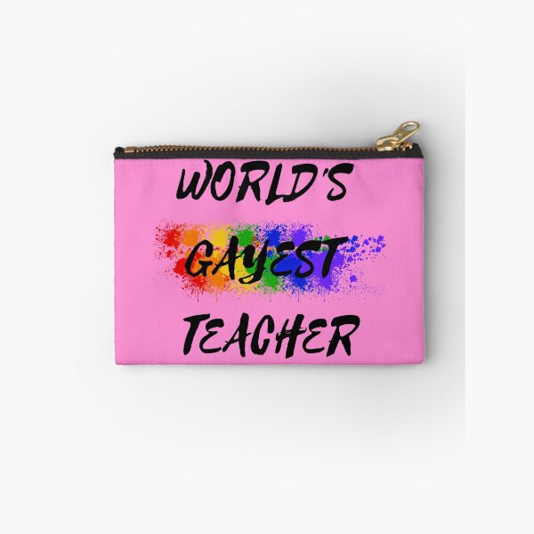 Item preview, World's Gayest Teacher Rainbow Colors For Proud Queer Teachers In Pink designed and sold by LuckyKermit.