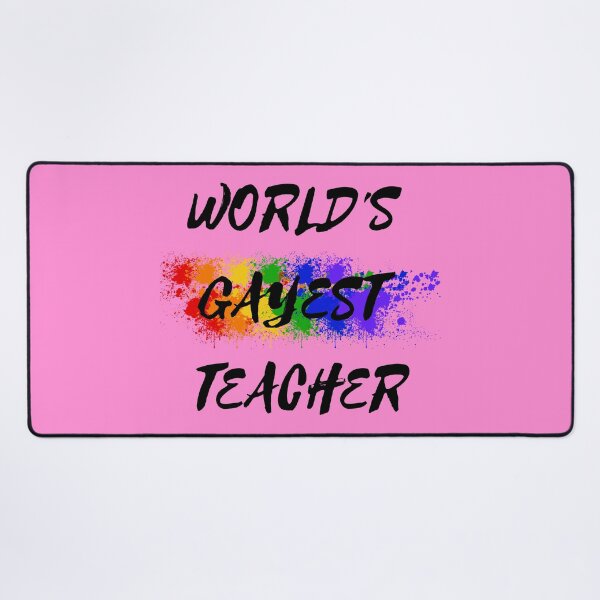 Item preview, World's Gayest Teacher Rainbow Colors For Proud Queer Teachers In Pink designed and sold by LuckyKermit.