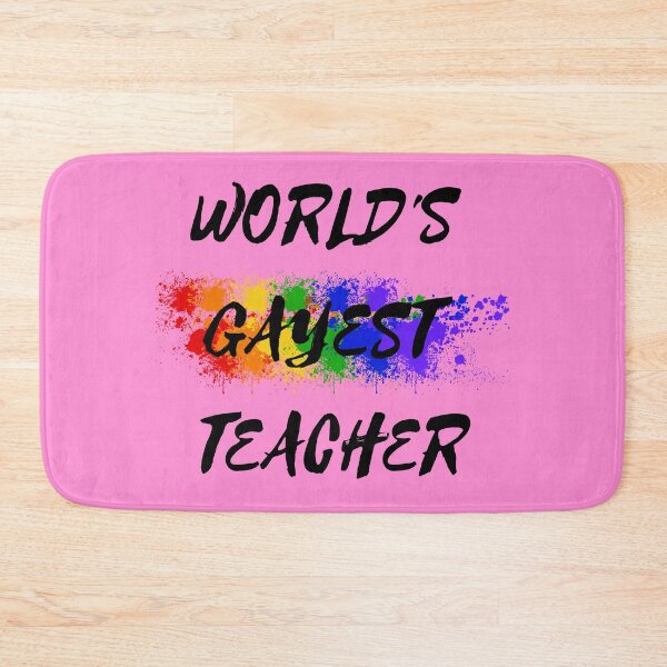 Item preview, World's Gayest Teacher Rainbow Colors For Proud Queer Teachers In Pink designed and sold by LuckyKermit.