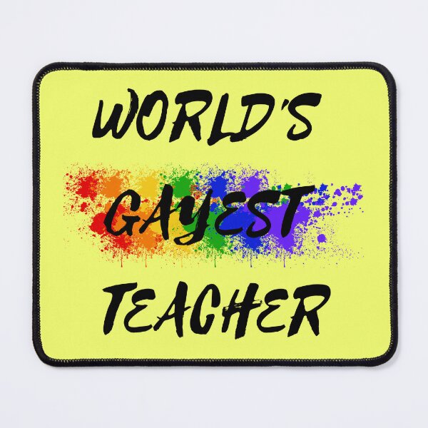 Item preview, World's Gayest Teacher Rainbow Colors For Proud Queer Teachers In Yellow designed and sold by LuckyKermit.