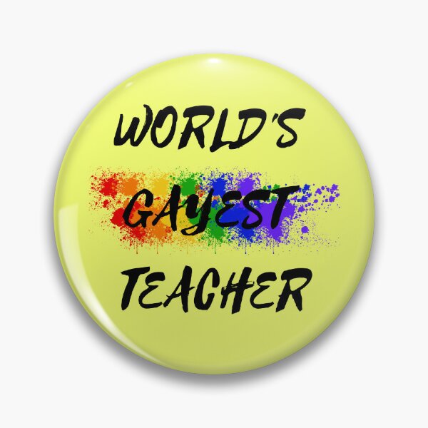 Item preview, World's Gayest Teacher Rainbow Colors For Proud Queer Teachers In Yellow designed and sold by LuckyKermit.