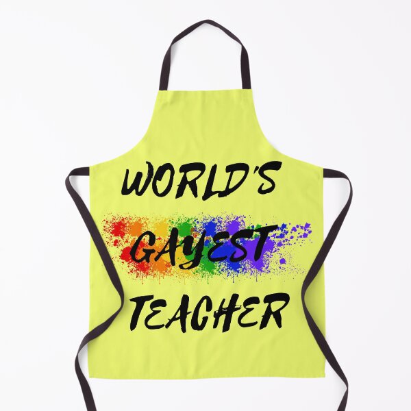 Item preview, World's Gayest Teacher Rainbow Colors For Proud Queer Teachers In Yellow designed and sold by LuckyKermit.