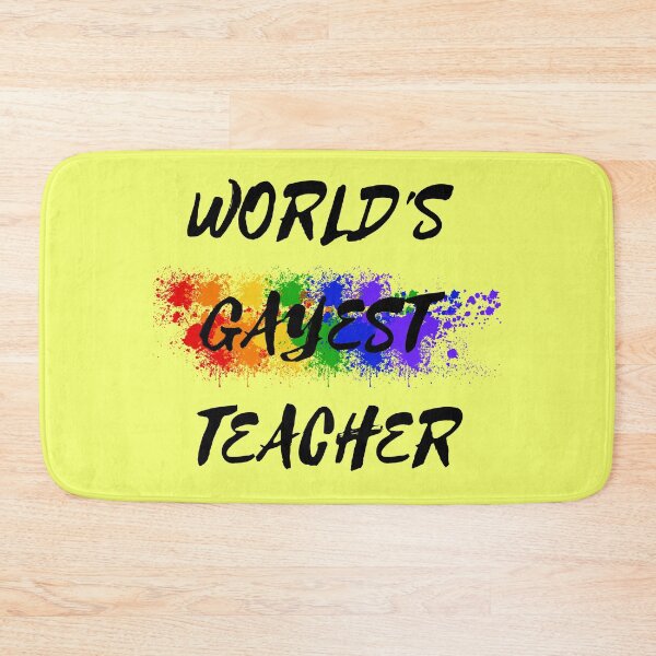 Item preview, World's Gayest Teacher Rainbow Colors For Proud Queer Teachers In Yellow designed and sold by LuckyKermit.