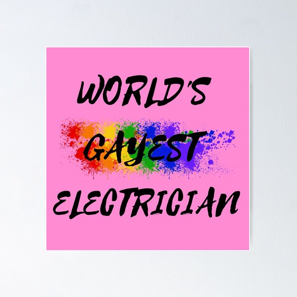 Item preview, World's Gayest Electrician Rainbow Color Splash For Proud Gay Electricians In Pink designed and sold by LuckyKermit.