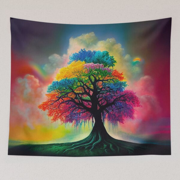 Item preview, Rainbow Soul Tree -Colorful Tree- Cloudy Landscape designed and sold by TeeARTHY.
