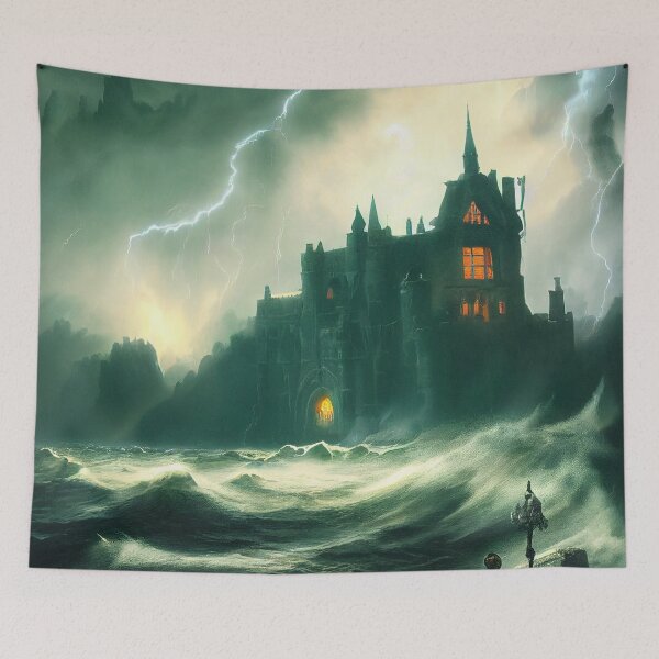 Item preview, Fantasy Gothic Castle in a storm designed and sold by Bratak.