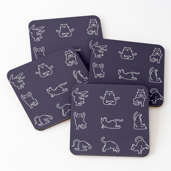 Item preview, White yoga cats designed and sold by Pacesyte.